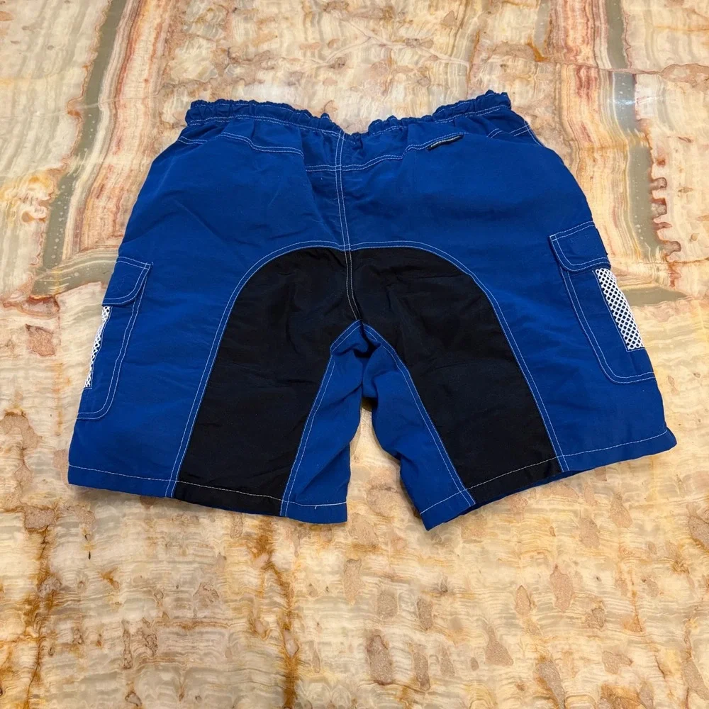 Fox Racing Mens Cargo MTB Shorts Blue Padded Cycling Drawstring Mesh Pockets M